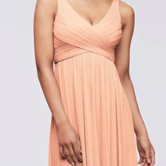 David’s Bridal Size 22 Bellini Peach Pleated Maxi Dress - Picture 2 of 7